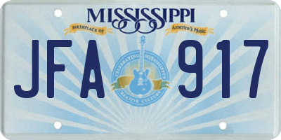 MS license plate JFA917
