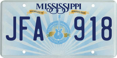 MS license plate JFA918