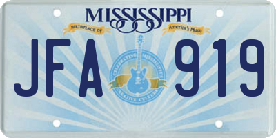 MS license plate JFA919
