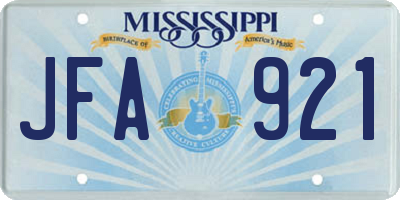 MS license plate JFA921