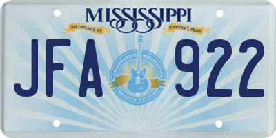 MS license plate JFA922