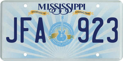 MS license plate JFA923