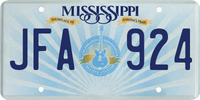 MS license plate JFA924