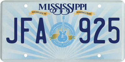 MS license plate JFA925