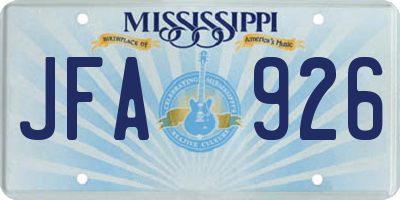MS license plate JFA926