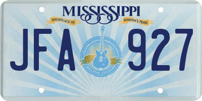 MS license plate JFA927