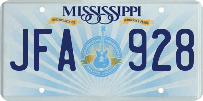 MS license plate JFA928