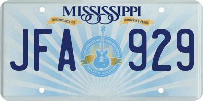 MS license plate JFA929