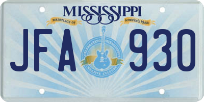 MS license plate JFA930
