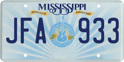 MS license plate JFA933