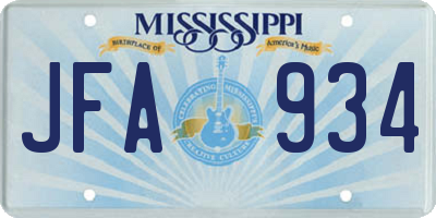 MS license plate JFA934
