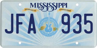 MS license plate JFA935