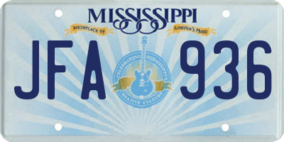 MS license plate JFA936