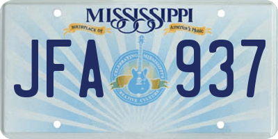 MS license plate JFA937