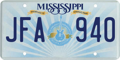 MS license plate JFA940
