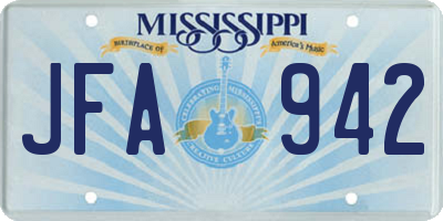 MS license plate JFA942