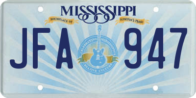 MS license plate JFA947