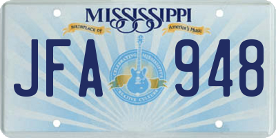 MS license plate JFA948