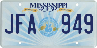 MS license plate JFA949