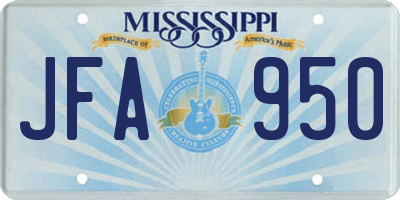 MS license plate JFA950