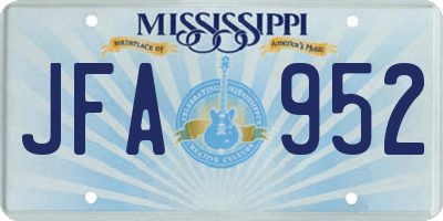 MS license plate JFA952