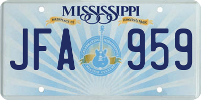 MS license plate JFA959