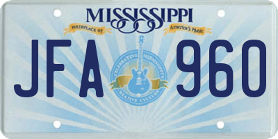 MS license plate JFA960