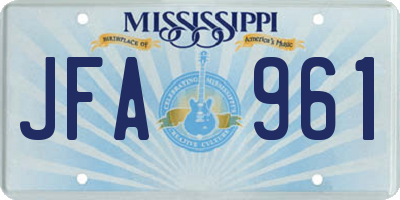 MS license plate JFA961