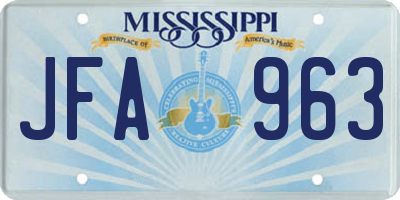 MS license plate JFA963