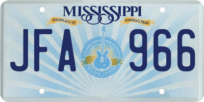 MS license plate JFA966