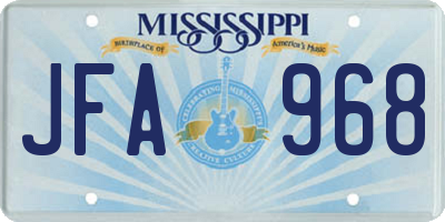 MS license plate JFA968