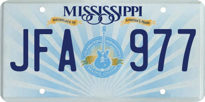 MS license plate JFA977