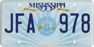 MS license plate JFA978