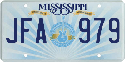 MS license plate JFA979