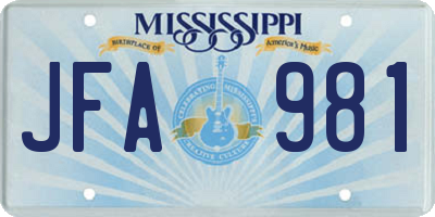 MS license plate JFA981