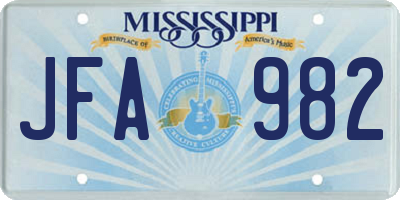 MS license plate JFA982