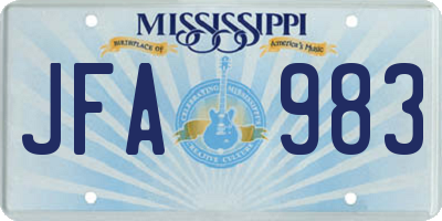 MS license plate JFA983