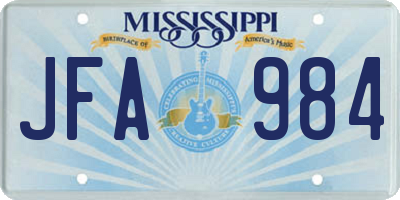 MS license plate JFA984