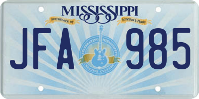 MS license plate JFA985