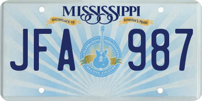 MS license plate JFA987