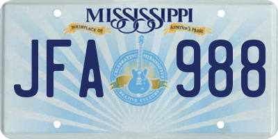 MS license plate JFA988