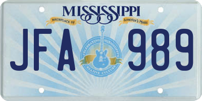 MS license plate JFA989
