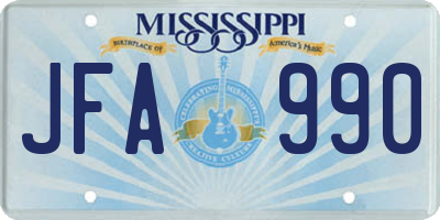 MS license plate JFA990