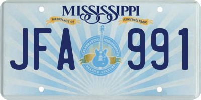 MS license plate JFA991
