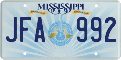 MS license plate JFA992