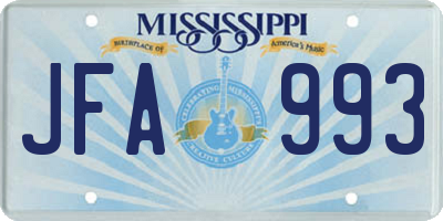 MS license plate JFA993
