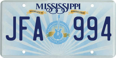 MS license plate JFA994