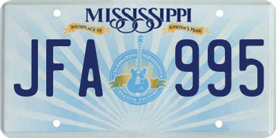 MS license plate JFA995