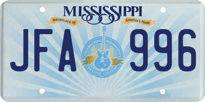 MS license plate JFA996
