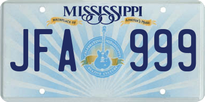 MS license plate JFA999